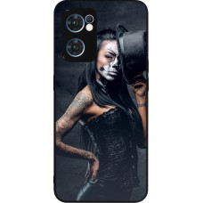 OPPO Reno7 5G Case Hülle - Silikon schwarz Halloween 22 Tattooed Girl