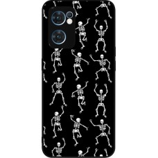 Coque OPPO Reno7 5G - Silicone rigide noir Halloween 2024 dancing skeleton