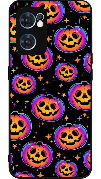 OPPO Reno7 5G Case Hülle - Silikon schwarz Halloween 2024 rainbow pumpkins