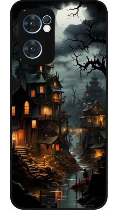 OPPO Reno7 5G Case Hülle - Silikon schwarz Halloween 2024 scary town
