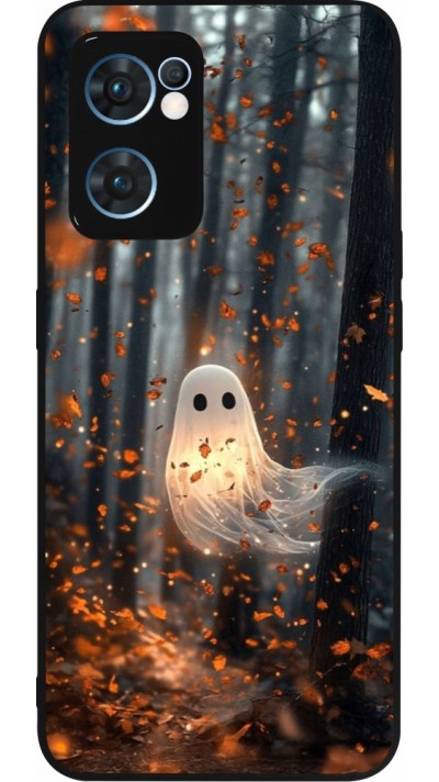Coque OPPO Reno7 5G - Silicone rigide noir Halloween 2025 Ghost in the forest