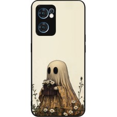 Coque OPPO Reno7 5G - Silicone rigide noir Halloween 2025 Ghost gardener