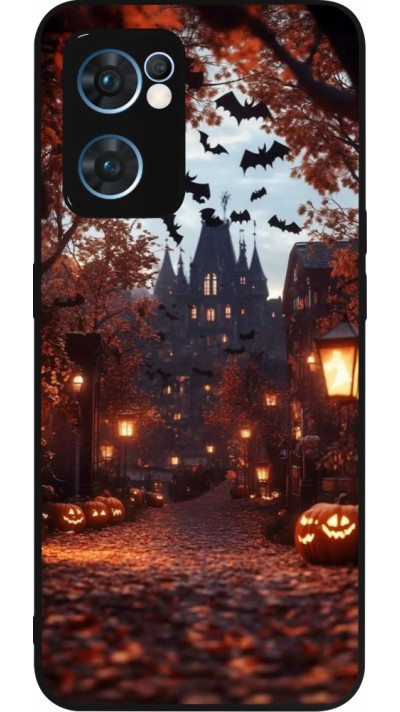 Coque OPPO Reno7 5G - Silicone rigide noir Halloween 2025 Haunted house