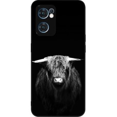 Coque OPPO Reno7 5G - Silicone rigide noir Highland calf black