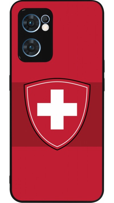 Coque OPPO Reno7 5G - Silicone rigide noir Hockey World Championship Ecusson Suisse