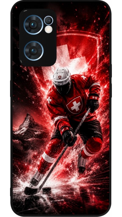 Coque OPPO Reno7 5G - Silicone rigide noir Hockey World Championship Player