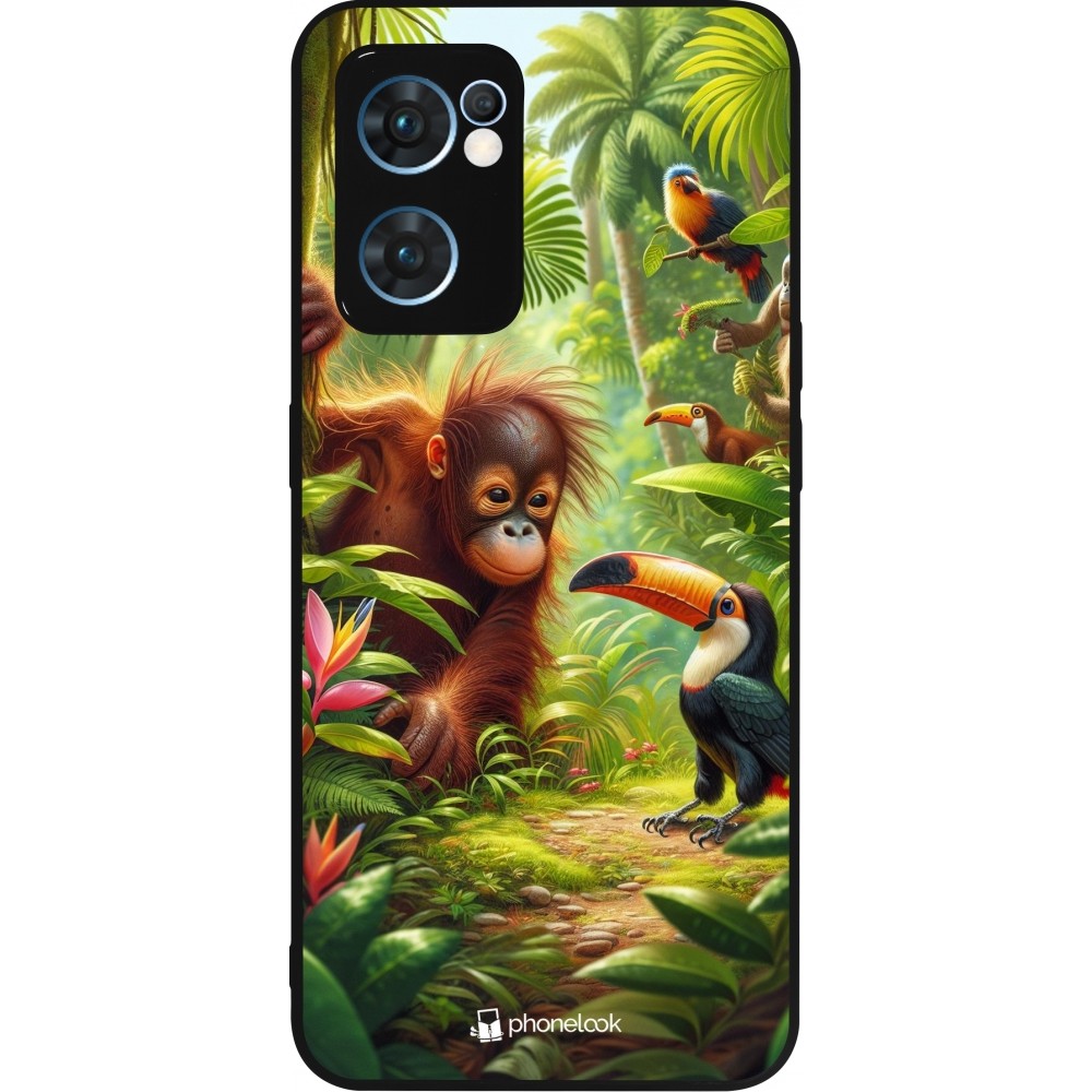 OPPO Reno7 5G Case Hülle - Silikon schwarz Tropischer Dschungel Tayrona