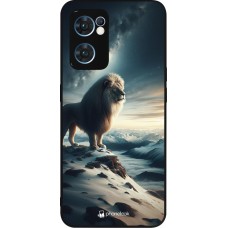 Coque OPPO Reno7 5G - Silicone rigide noir Le lion blanc