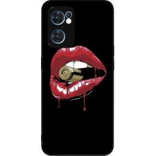 Coque OPPO Reno7 5G - Silicone rigide noir Lips bullet