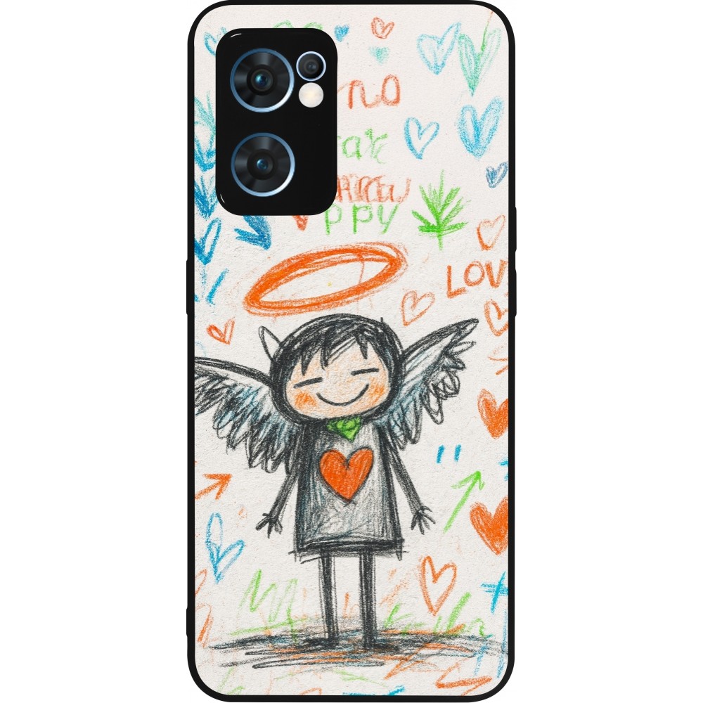 OPPO Reno7 5G Case Hülle - Silikon schwarz Little Angel Sketch Love