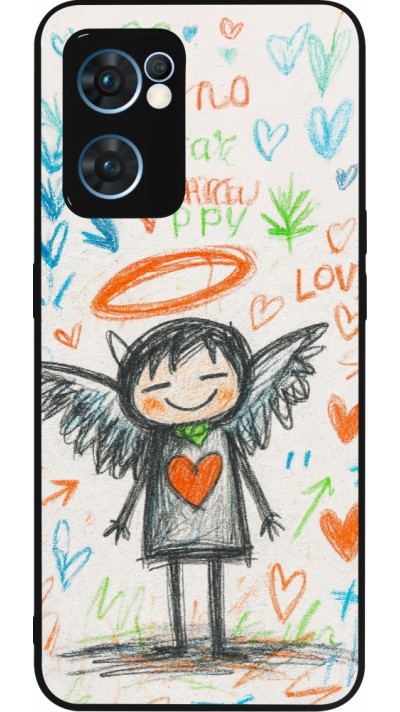 OPPO Reno7 5G Case Hülle - Silikon schwarz Little Angel Sketch Love