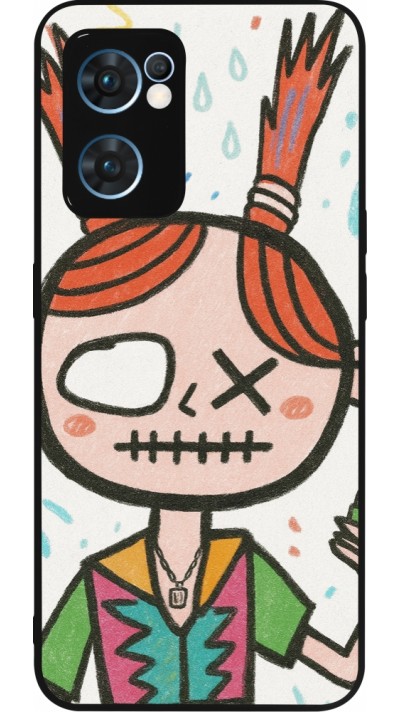 OPPO Reno7 5G Case Hülle - Silikon schwarz Little Girl Sketch