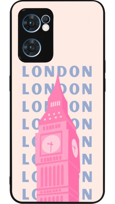 OPPO Reno7 5G Case Hülle - Silikon schwarz London Pink Print