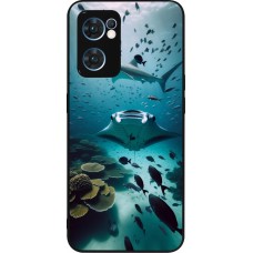 Coque OPPO Reno7 5G - Silicone rigide noir Manta Lagon Nettoyage