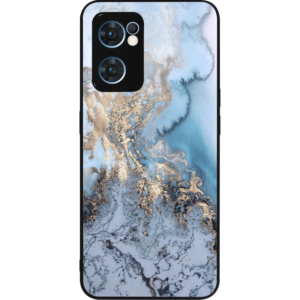 Coque OPPO Reno7 5G - Silicone rigide noir Marble 04