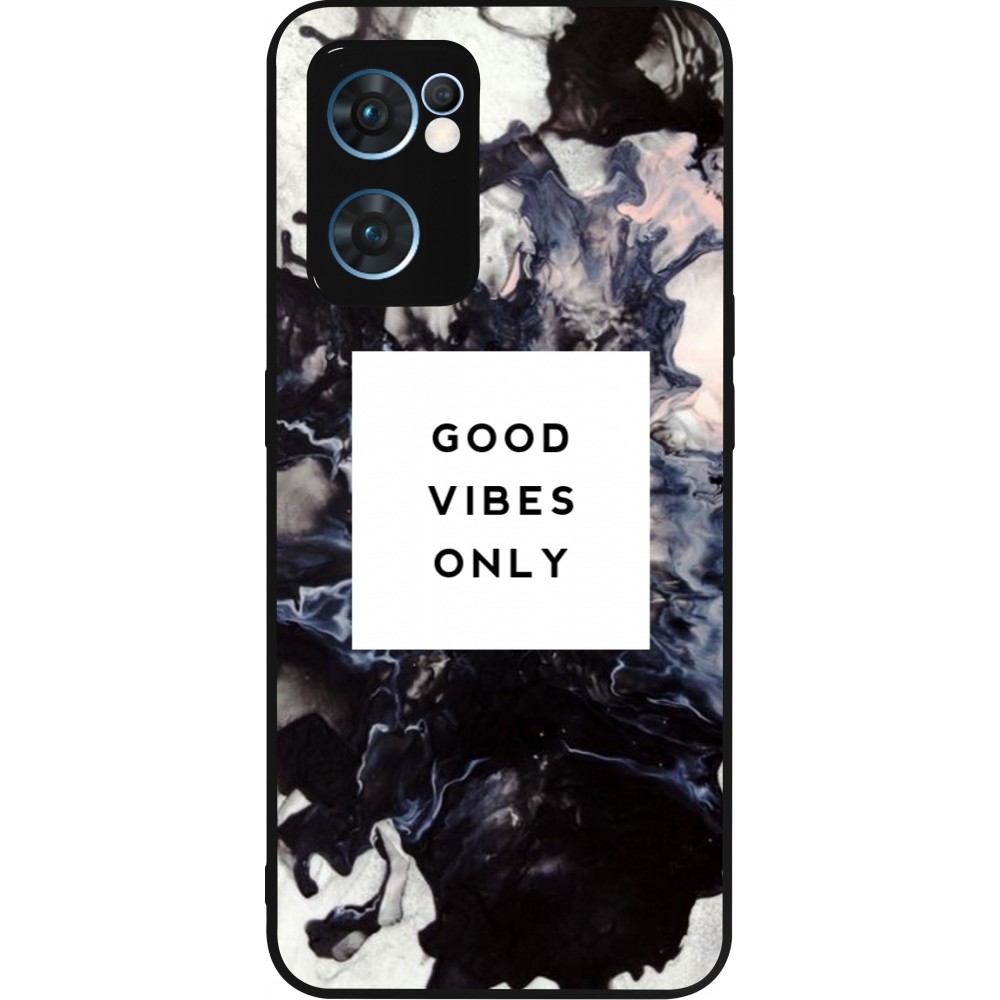 OPPO Reno7 5G Case Hülle - Silikon schwarz Marble Good Vibes Only