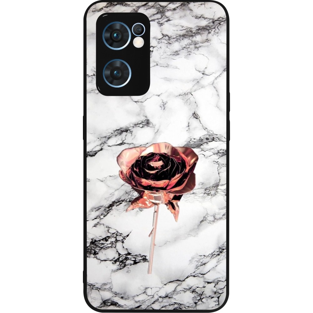 OPPO Reno7 5G Case Hülle - Silikon schwarz Marble Rose Gold