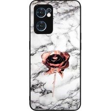OPPO Reno7 5G Case Hülle - Silikon schwarz Marble Rose Gold