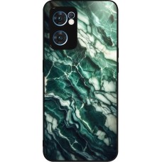 OPPO Reno7 5G Case Hülle - Silikon schwarz Majestätischer grüner Marmor