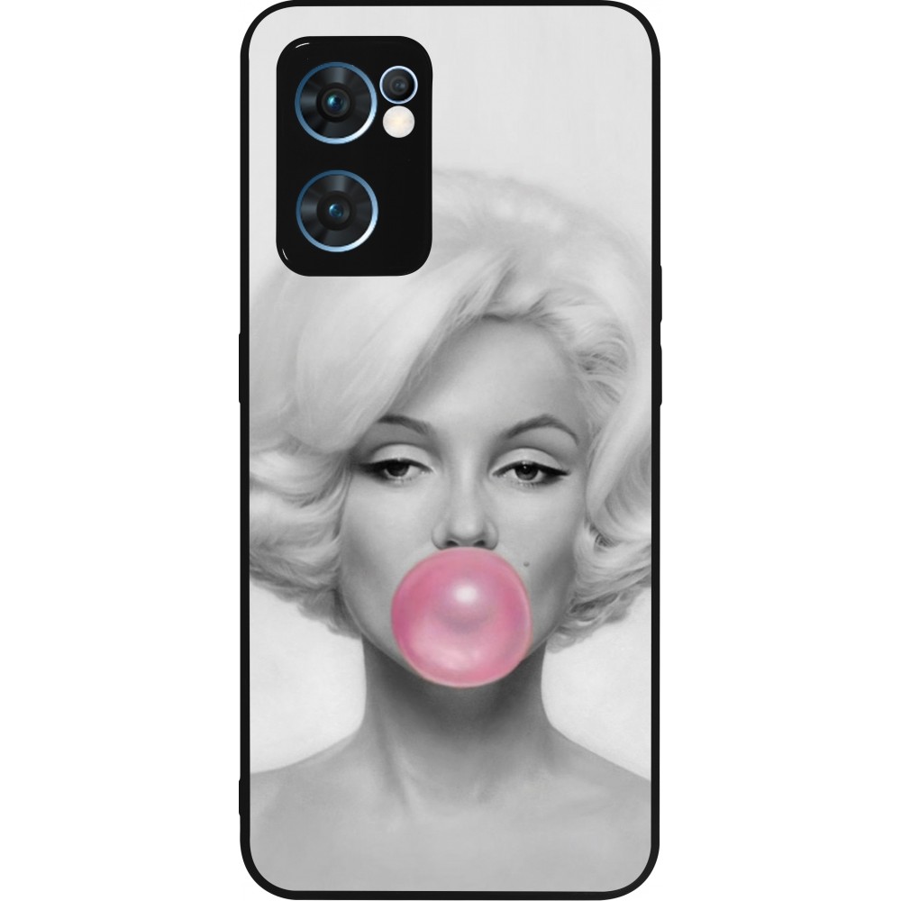 OPPO Reno7 5G Case Hülle - Silikon schwarz Marilyn Bubble