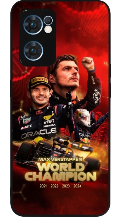 Coque OPPO Reno7 5G - Silicone rigide noir Max Verstappen Champion 2023