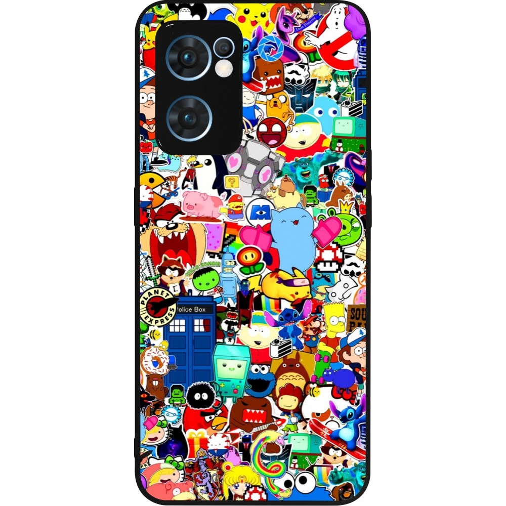 Coque OPPO Reno7 5G - Silicone rigide noir Mixed cartoons