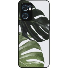 Coque OPPO Reno7 5G - Silicone rigide noir Monstera Plant