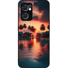 Coque OPPO Reno7 5G - Silicone rigide noir Paradis Maldives