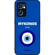 Coque OPPO Reno7 5G - Silicone rigide noir Pop Summer Destination Mykonos