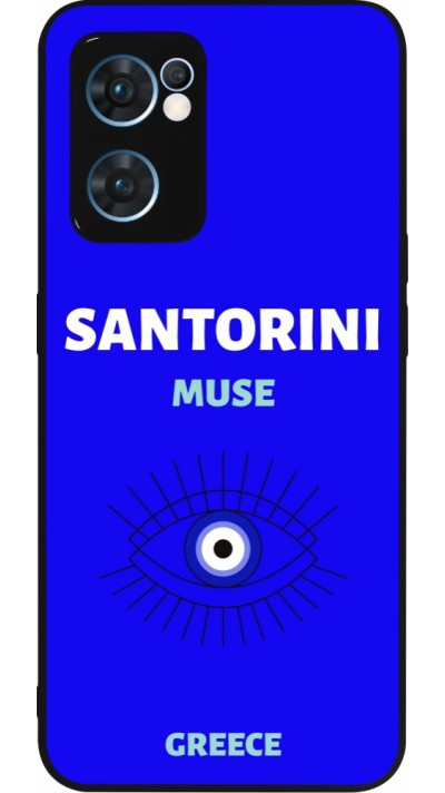 Coque OPPO Reno7 5G - Silicone rigide noir Pop Summer Destination Santorini