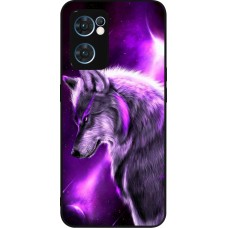 OPPO Reno7 5G Case Hülle - Silikon schwarz Purple Sky Wolf
