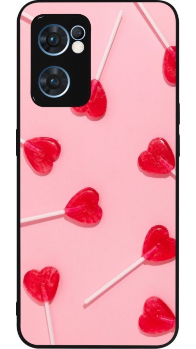 Coque OPPO Reno7 5G - Silicone rigide noir Saint Valentines Day 26 Lollipop
