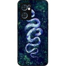 OPPO Reno7 5G Case Hülle - Silikon schwarz Snake Blue Anaconda