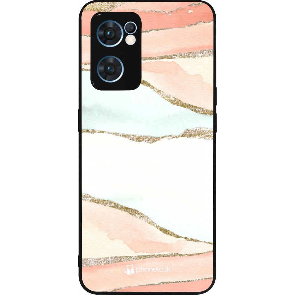 Coque OPPO Reno7 5G - Silicone rigide noir Shimmering Orange