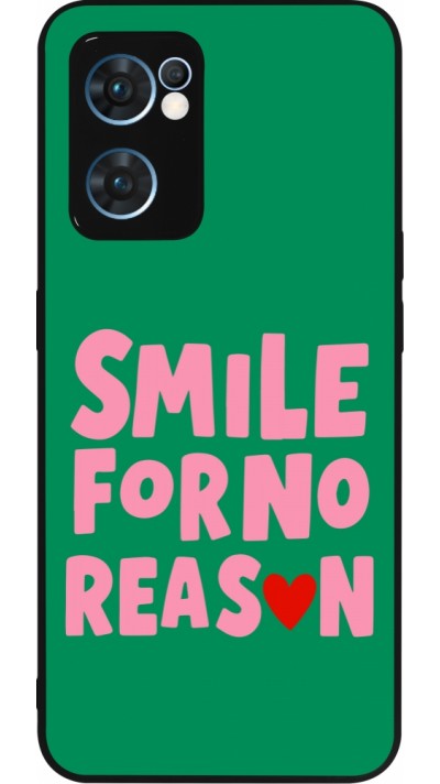 Coque OPPO Reno7 5G - Silicone rigide noir Smile for no reason 2026