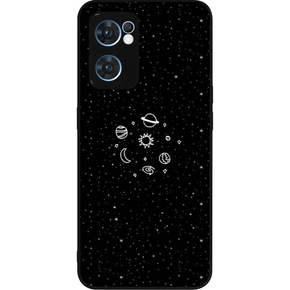 Coque OPPO Reno7 5G - Silicone rigide noir Space Doodle