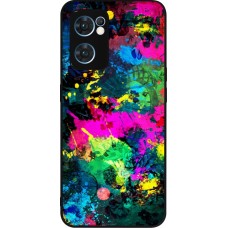 OPPO Reno7 5G Case Hülle - Silikon schwarz Splash paint
