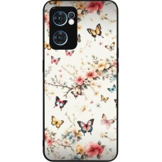 Coque OPPO Reno7 5G - Silicone rigide noir Spring 25 Papillons Légers