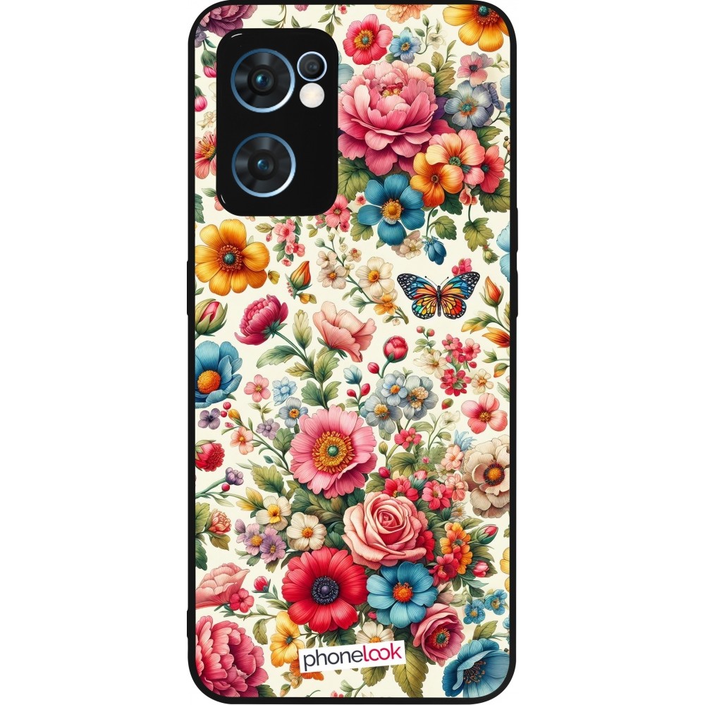 OPPO Reno7 5G Case Hülle - Silikon schwarz Spring 25 fruehling bluetend
