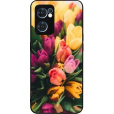Coque OPPO Reno7 5G - Silicone rigide noir Bouquet of tulips 2026