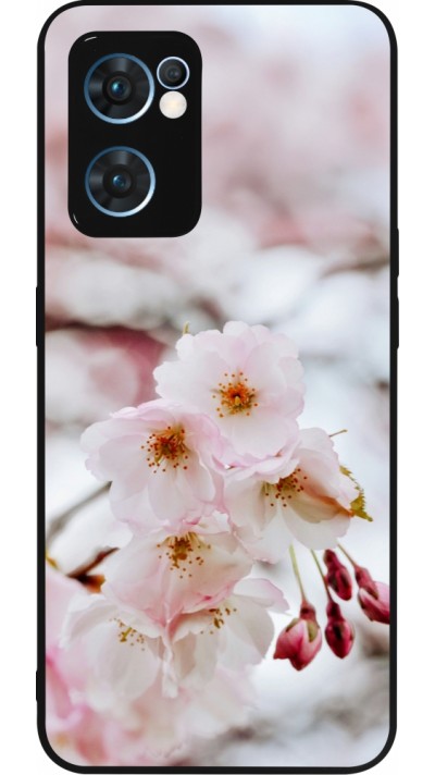 Coque OPPO Reno7 5G - Silicone rigide noir Cherry tree 2026