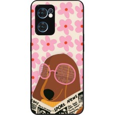 Coque OPPO Reno7 5G - Silicone rigide noir Dog with newspaper 2026