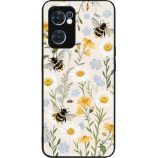 Coque OPPO Reno7 5G - Silicone rigide noir Pattern bees 2026