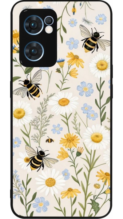 Coque OPPO Reno7 5G - Silicone rigide noir Pattern bees 2026