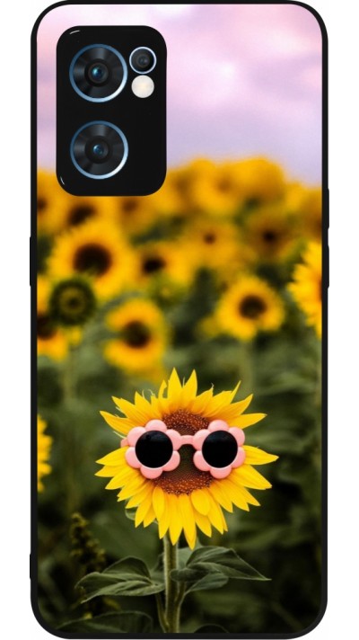 Coque OPPO Reno7 5G - Silicone rigide noir Sunflower with glasses 2026