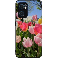 Coque OPPO Reno7 5G - Silicone rigide noir Tulips 2026