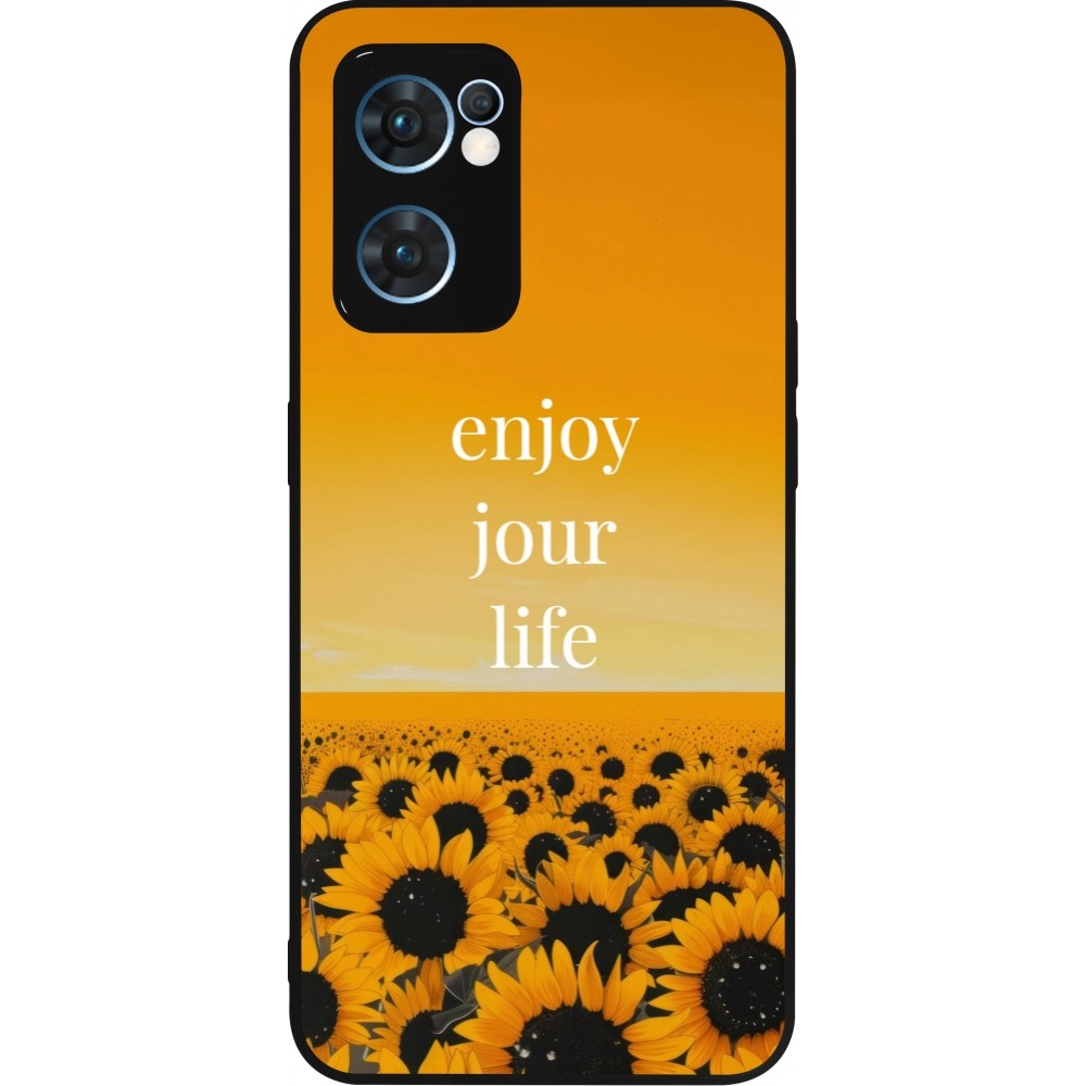 Coque OPPO Reno7 5G - Silicone rigide noir Summer 2025 Enjoy your life