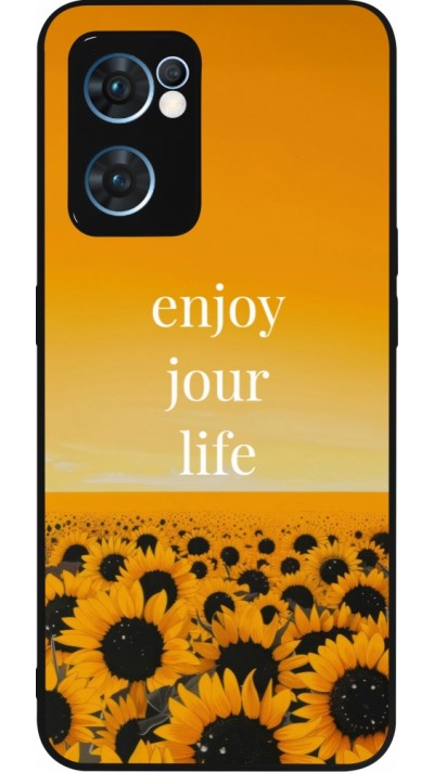 Coque OPPO Reno7 5G - Silicone rigide noir Summer 2025 Enjoy your life