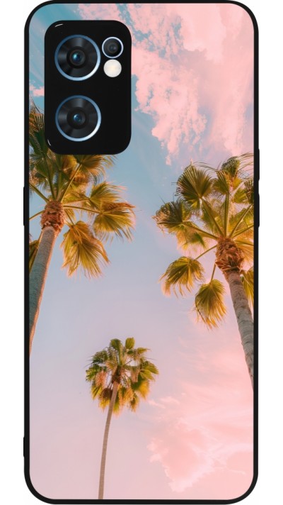 Coque OPPO Reno7 5G - Silicone rigide noir Summer 2025 Palmiers