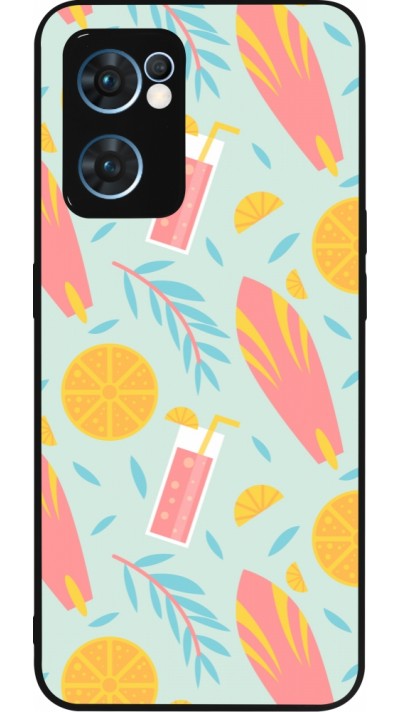 Coque OPPO Reno7 5G - Silicone rigide noir Summer 2025 Pattern citron